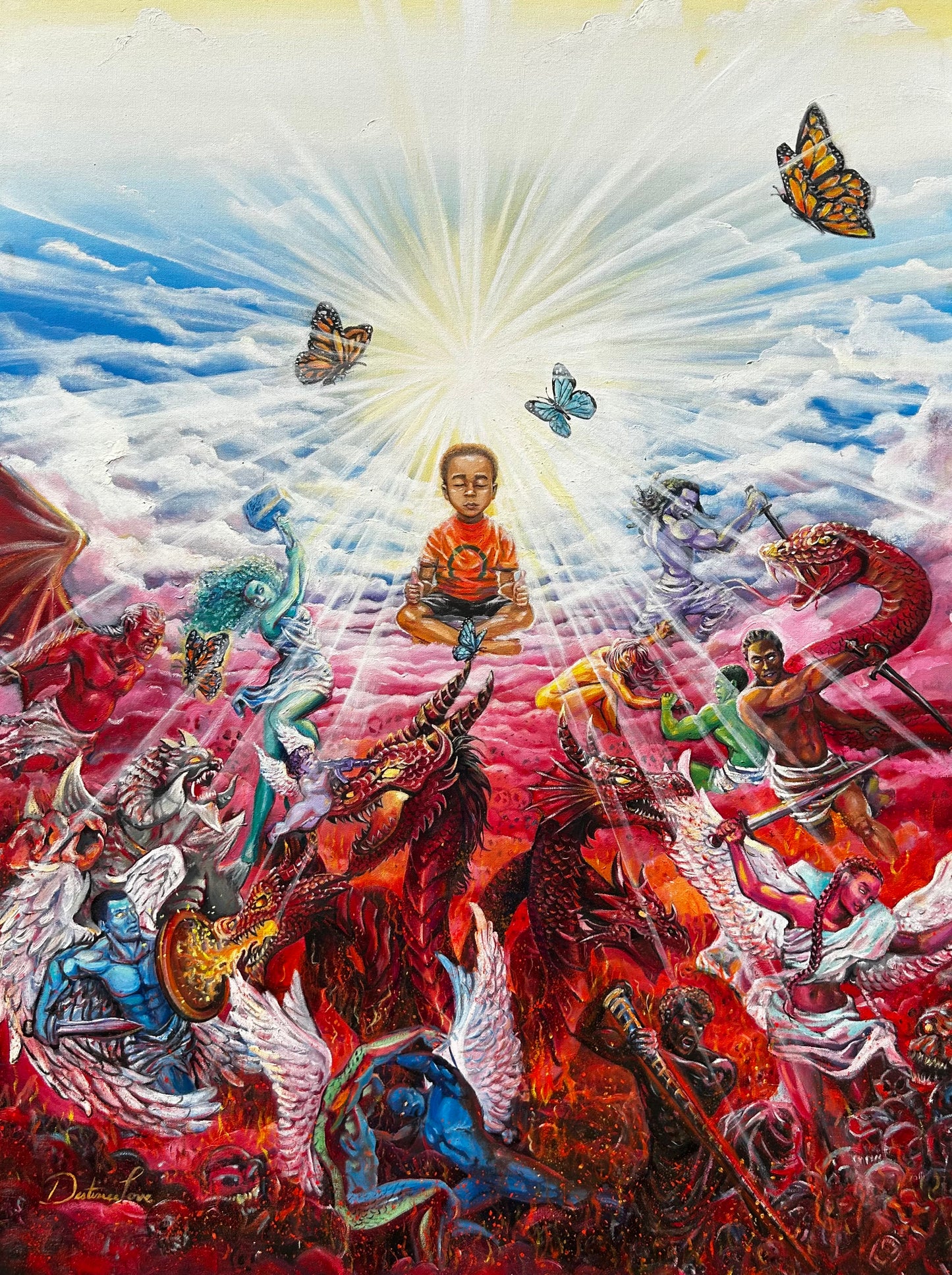 Spiritual Warfare Original Oil Painting on Canvas